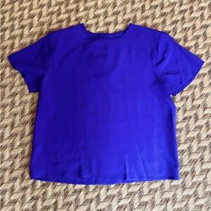 VINTAGE 100% Silk Short Sleeved Blouse - Women's 6, 6P Purple - Petite / Cropped